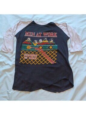 Vintage 1980s Men at Work Business as Usual Raglan Sleeve Shirt Adult Size M
